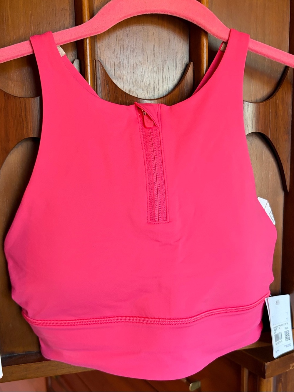 LULULEMON ENERGY High-Neck Longline Bra high support Zip 6 LIPGLOSS PINK 💕